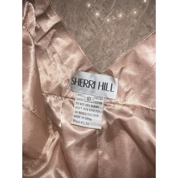 Sherri Hill SZ 10- 1338 Ivory Lace Pearl Neck‎ Back Mesh Ballgown Wedding Dress - Picture 9 of 12